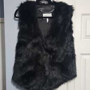 BCBGeneration Black Faux Fur Vest